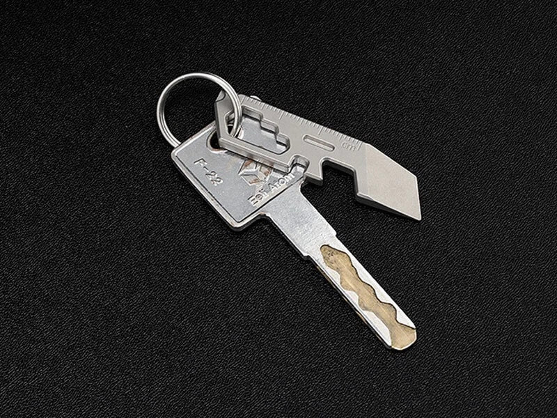 EDC Mini Titanium Alloy Keychain Pry Bar Crowbar Opener Ruler Wrench Multi Tools 07FC0E-D4 - KOEEK