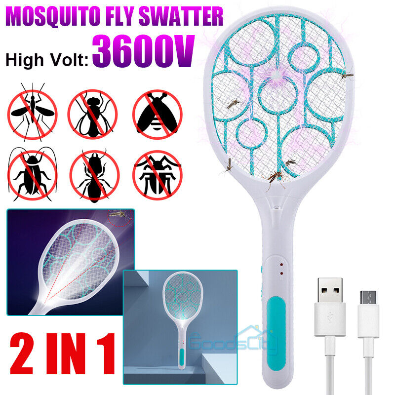 ny Raqueta Bug Insect Zapper Para Mata Mosquitos Electrica Genopladelige De Insectos