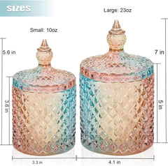 2 Pack Qtip Holder Glass Bathroom Accessories Vanity Organizers Makeup Storage 07FC0E-D4 - KOEEK