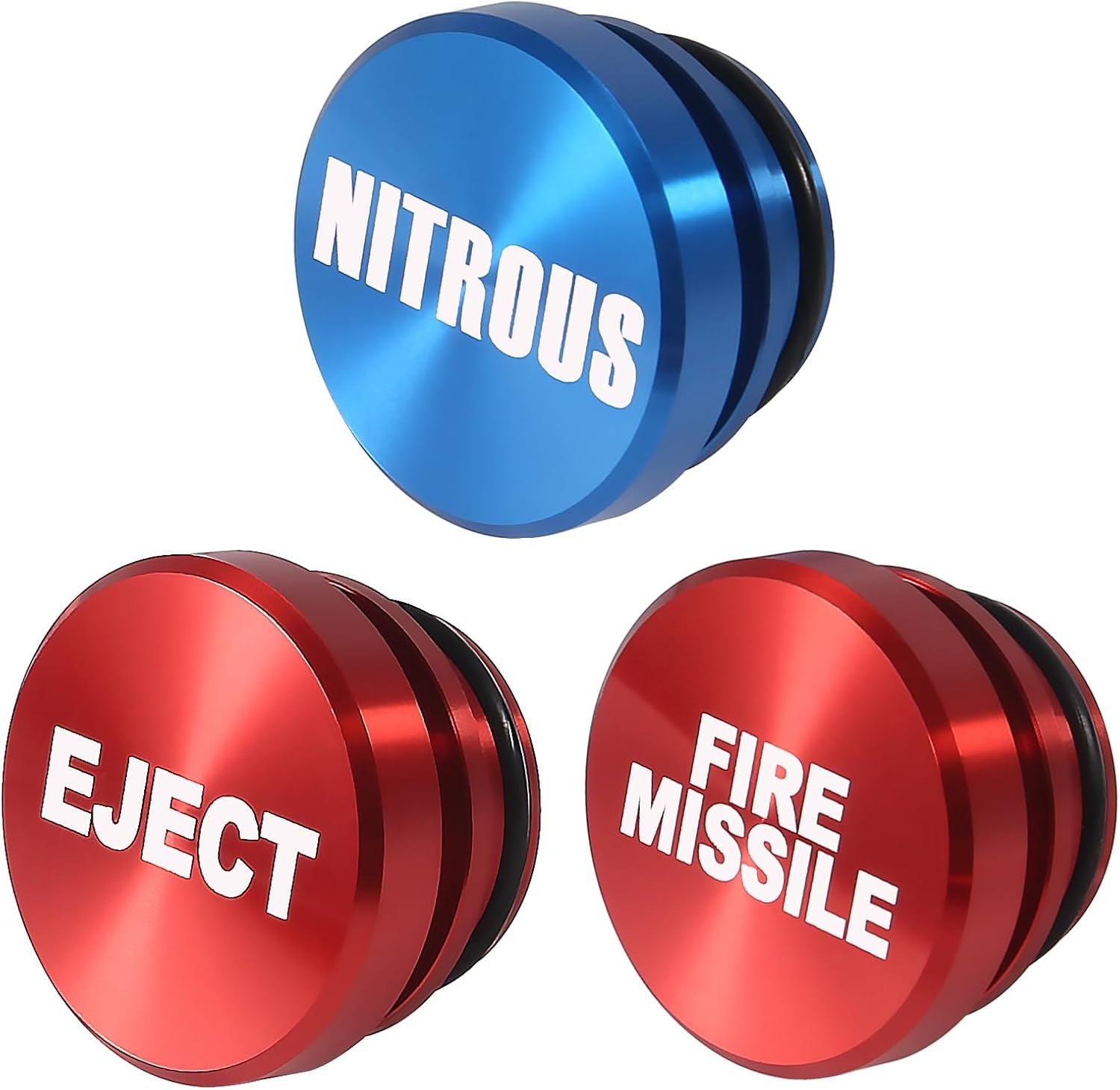 new 3 PCS Cigarette Lighter Plug Cover Red EJECT & FIRE Blue NITROUS 07FC0E-D4 - KOEEK