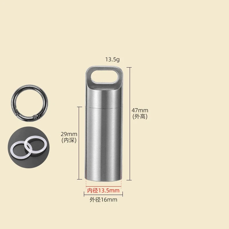 Titanium Pill Case Portable Keychain Waterproof Pill Holder Container Organizer 07FC0E-D4 - KOEEK