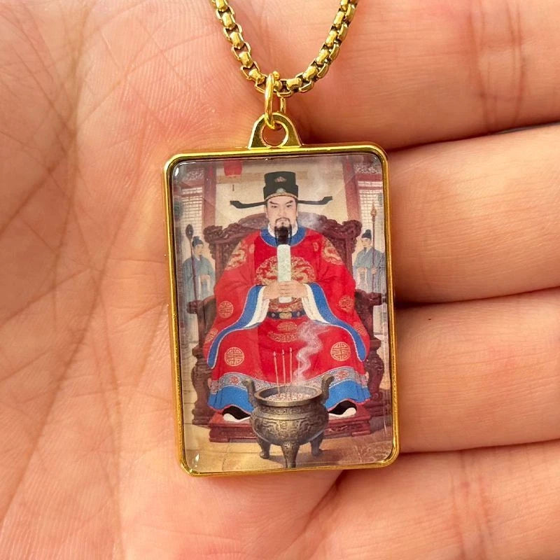 City God Necklace Double Sided Deity Pendant Ethnic Style Guardian Jewelry 07FC0E-D4 - KOEEK