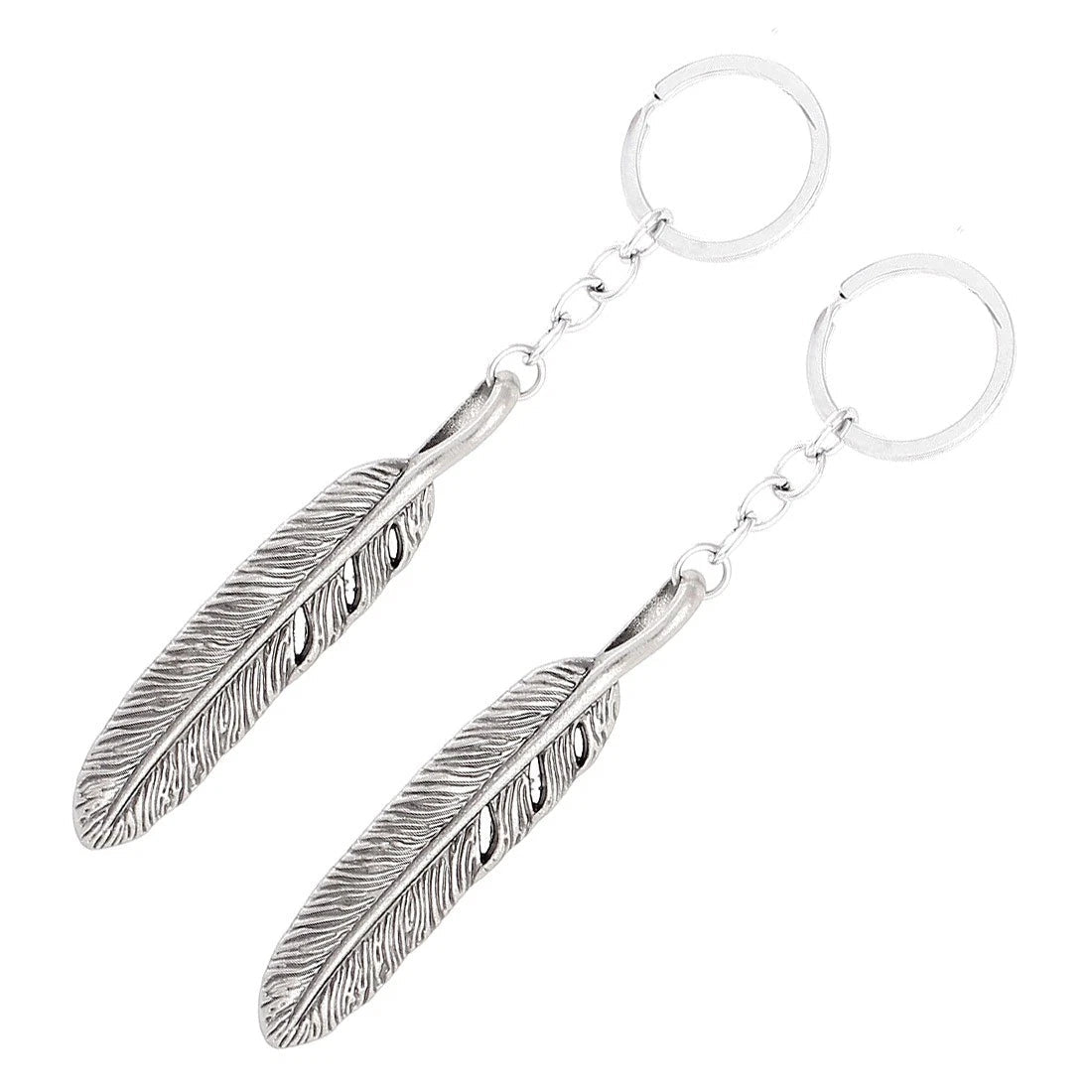 Feather Shaped Pendant Keyring Keychain Key Ring Holder Ornament 2 Pcs 07FC0E-D4 - KOEEK