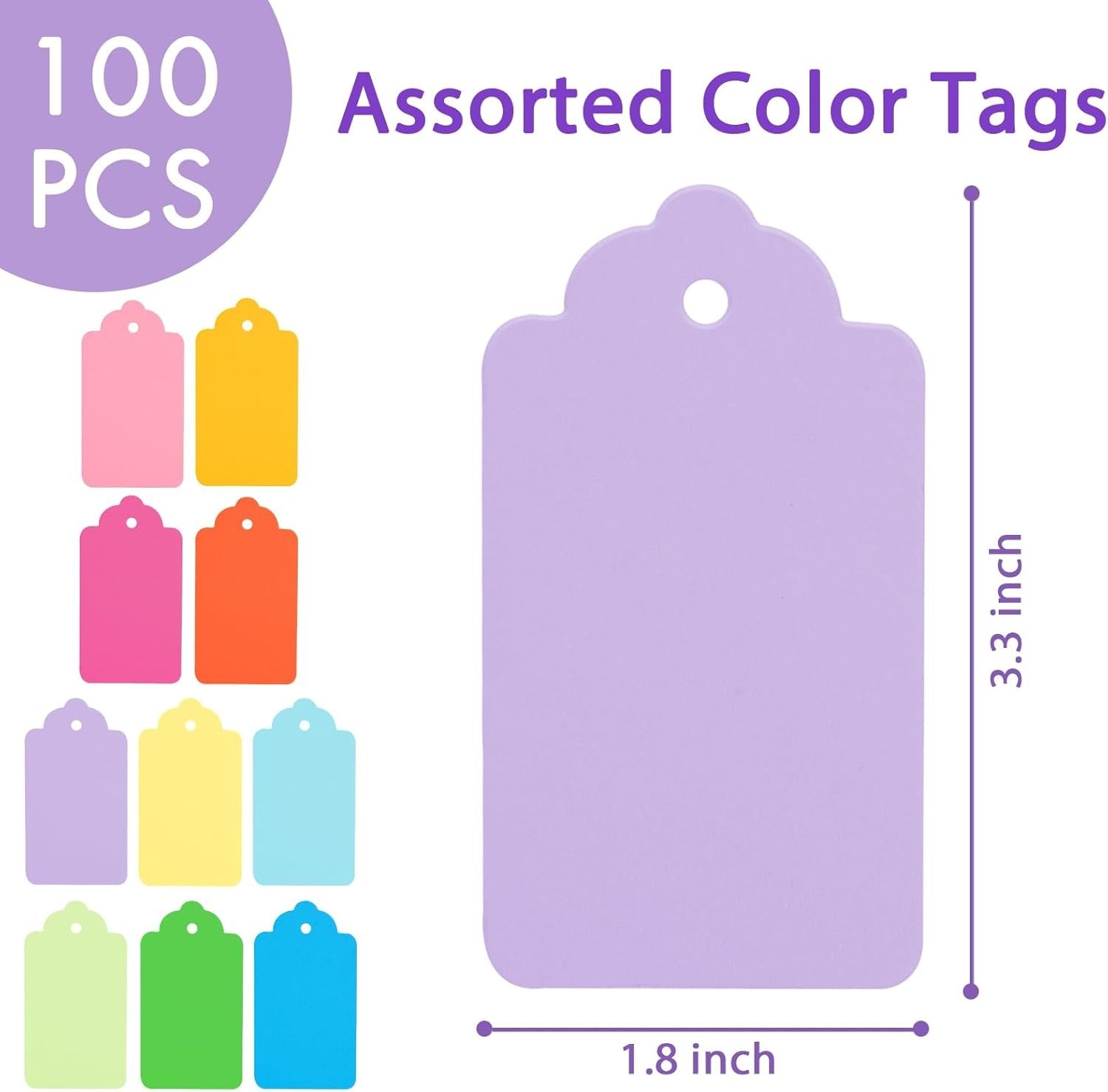 new Koogel 100PCS Gift Tags with Strings(3.3 * 1.8inch), 3.3 x 1.8 inch, Multi KOOGEL - KOEEK