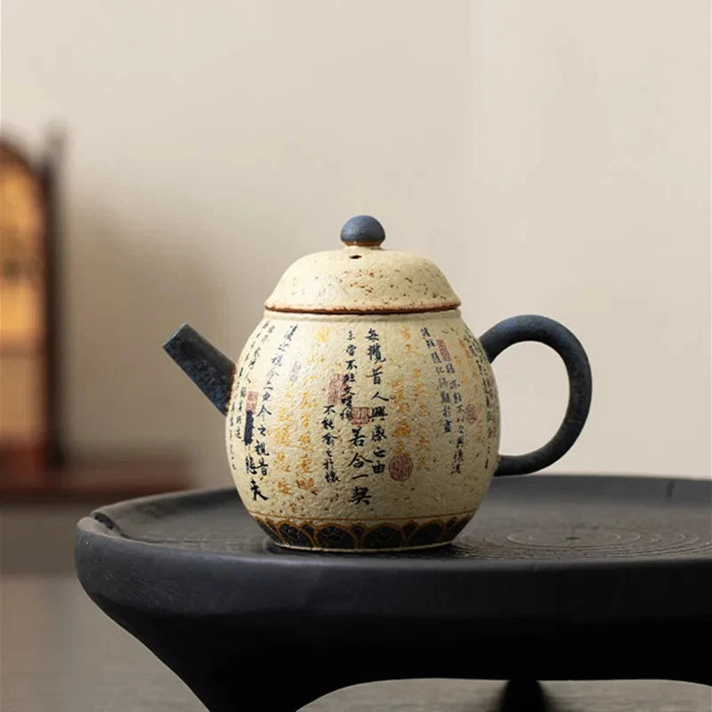 140ml Chinese Retro Ceramic Handmade Tea Pot Ball Hole Filter Tea Kettle Teaware 07FC0E-D4 - KOEEK