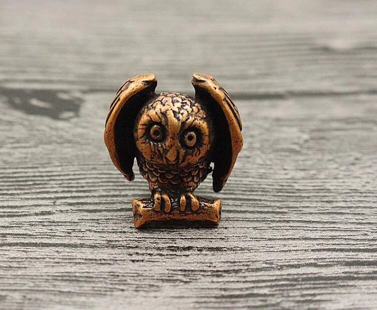 Brass Owl Bead Paracord EDC Knife Lanyard Beads Keychain Charms DIY Pendant Bead 07FC0E-D4 - KOEEK