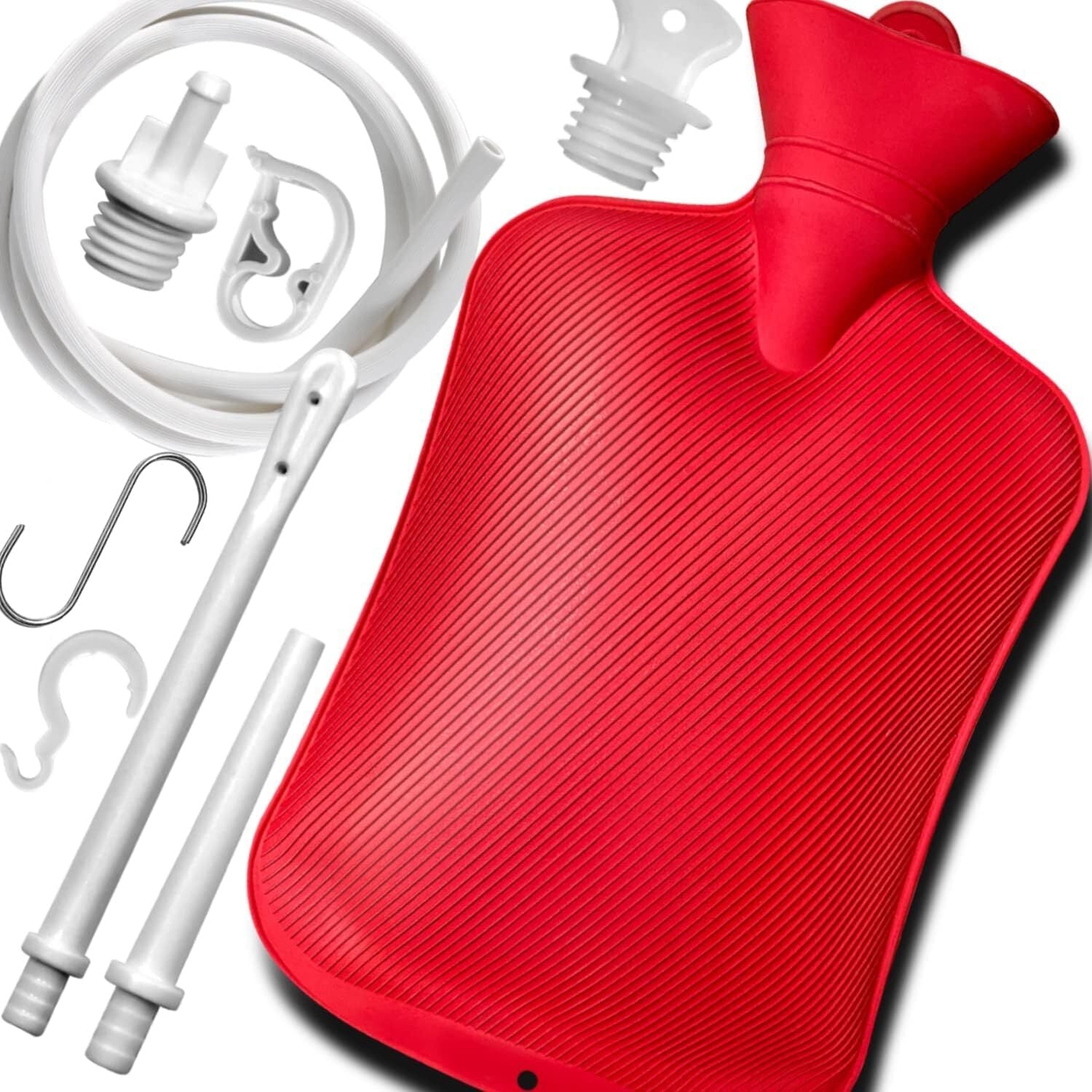 new 2 L Home Enema Bag Kit with 2 Tips,60 inch Long Silicone Hose, Red, Red 07FC0E-D4 - KOEEK