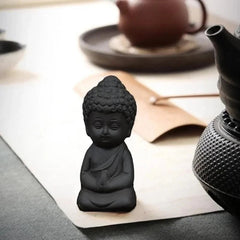 6.1cm Purple Clay Handcarved Meditating Buddha Statue Zen Monk Tea Pet Ornament 07FC0E-D4 - KOEEK