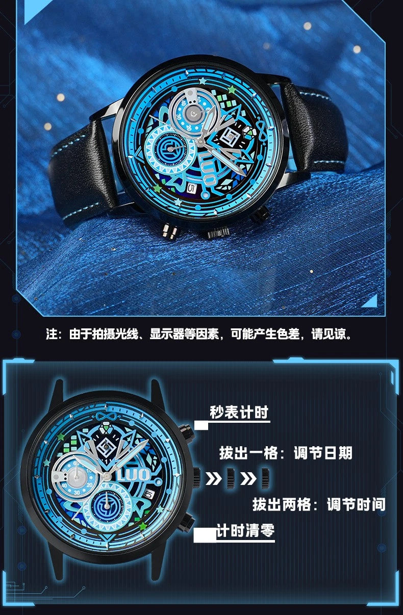 Anime Vsinger AI Luo Tianyi Cos Watch Six Needle Quartz Wrist Watch Xmas Gift 07FC0E-D4 - KOEEK