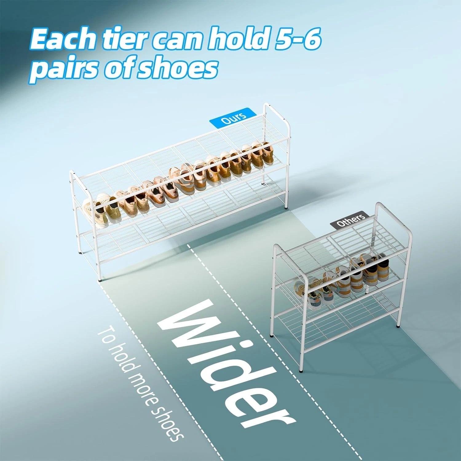 Three-tier shoe rack, suitable for wardrobes, 46.5-inch extra-long shoe rack 07FC0E-D4 - KOEEK