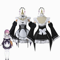 Re Zero Rem Ram Anime Women Outfit Hallowmas Party Cosplay Costume Dress Suit 07FC0E-D4 - KOEEK