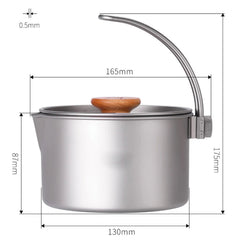 Titanium 1100ml Pot with Lid & Hanger Mug Foldable Handles for Backpacking Camp 07FC0E-D4 - KOEEK