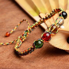 Dragon Boat Festival Five Color Handmade Red Cord Bracelet Five Elements Beads 07FC0E-D4 - KOEEK