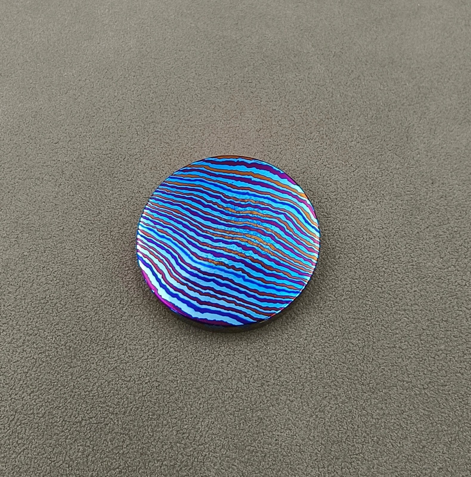 Titanium-Damuscus Timascus Worry Coin OD26-30mm * T1mm - Mokuti 07FC0E-D4 - KOEEK