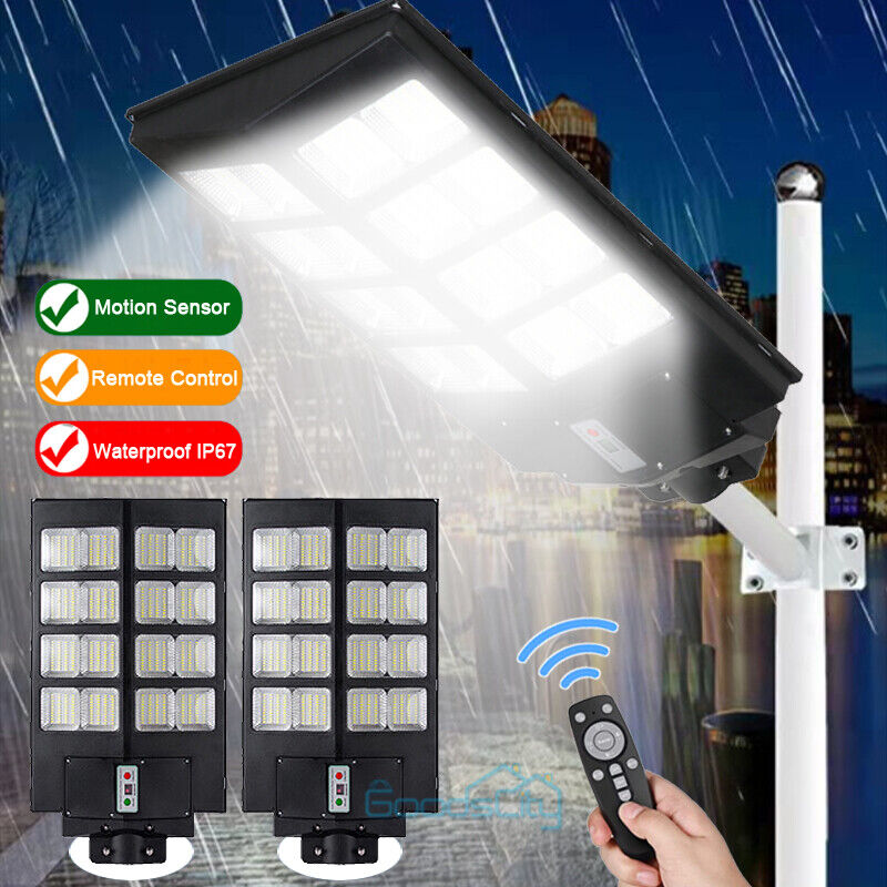 nye Solar Street Lights Commercial 6500K for Basketball Court Road Playground 2 PACK