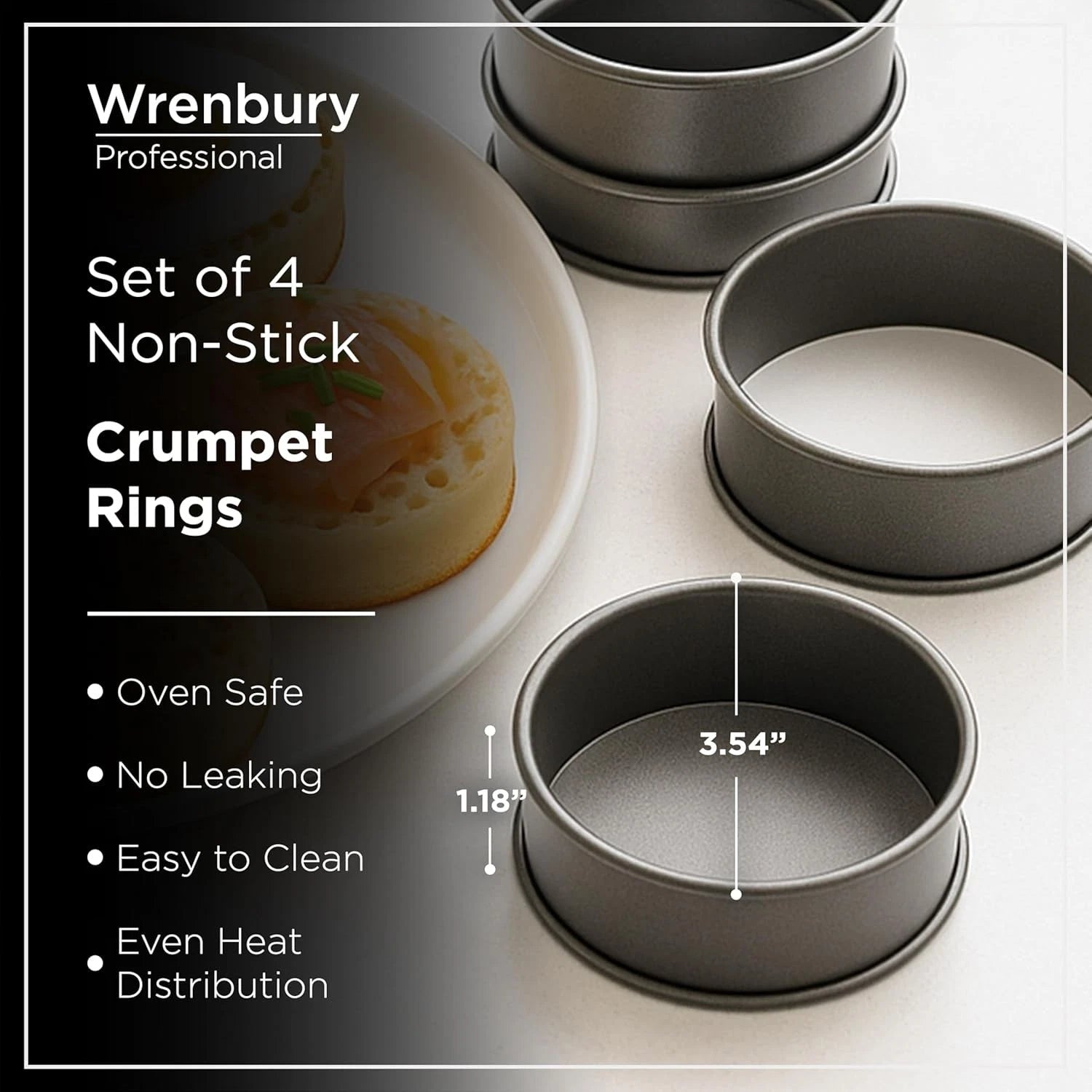 Crumpet Rings Nonstick 3.5 inch - English Muffin Rings 07FC0E-D4 - KOEEK