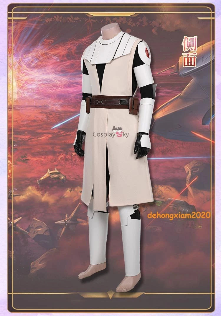 Star Wars The Clone Wars Obi Wan Kenobi Cosplay Costume Uniform Outfit Halloween 07FC0E-D4 - KOEEK