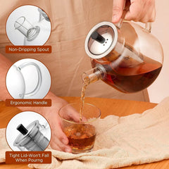 1500ml(50oz) Glass Teapot with Removable Infuser, Stovetop Safe Large Tea Pot 07FC0E-D4 - KOEEK