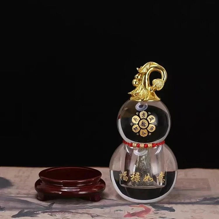 Crystal Gourd Figurine With Base 9x20cm Feng Shui Home Decor Ornament 07FC0E-D4 - KOEEK