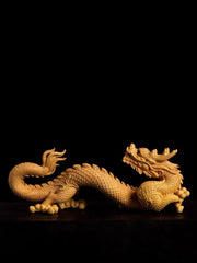 10cm Boxwood Zodiac Dragon Wood Carving Chinese Style Desk Decor 07FC0E-D4 - KOEEK