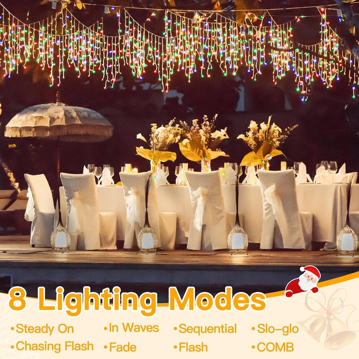 Christmas Lights Outdoor Decorations 96-960 LED 8 Modes Curtain String Light US 07FC0E-D4 - KOEEK