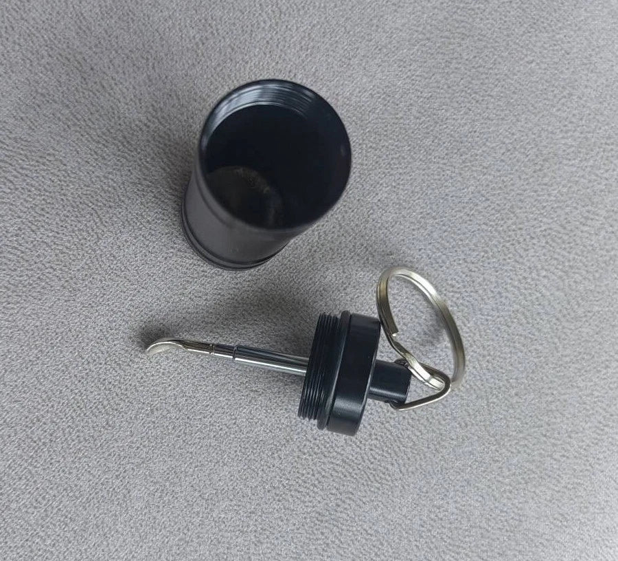 Premium Aluminum Waterproof Medication Pill Container Box Key Chain With Spoon 07FC0E-D4 - KOEEK