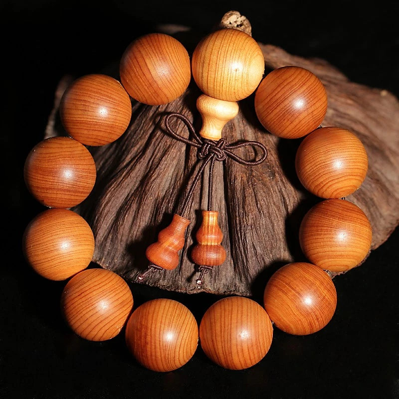 15mm Exquisite Cliff Cypress Prayer Bead Buddha Bead Hand String Jewelry 07FC0E-D4 - KOEEK