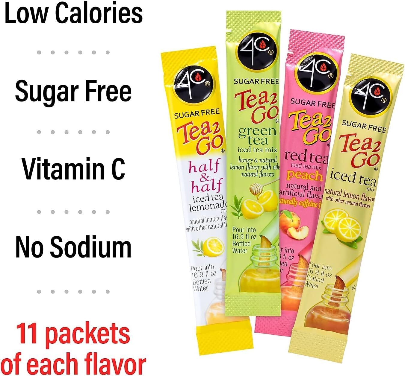 new 4C Powder Drink Mix Packets, Iced Tea Variety 1 Pack, 44 Count, Singles Stix... 4C - KOEEK