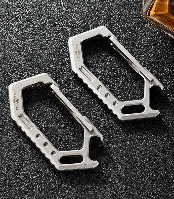 EDC Titanium Keychain Carabiner Car Keys Holder Organizer w/ Bottle Opener Tool 07FC0E-D4 - KOEEK