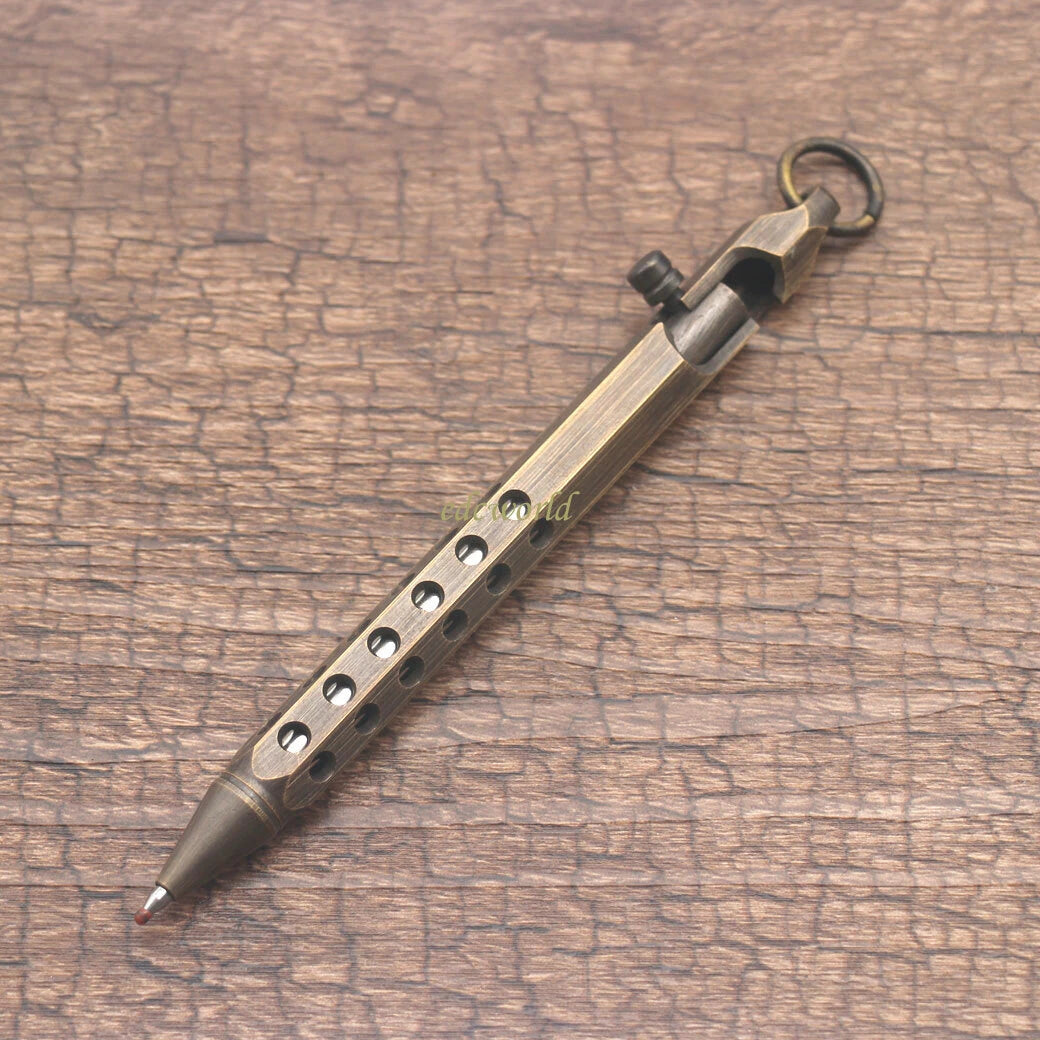 EDC Handmade Six-Edge Brass Pen Practical Ballpoint Pen Pocket Keychain Pen 07FC0E-D4 - KOEEK