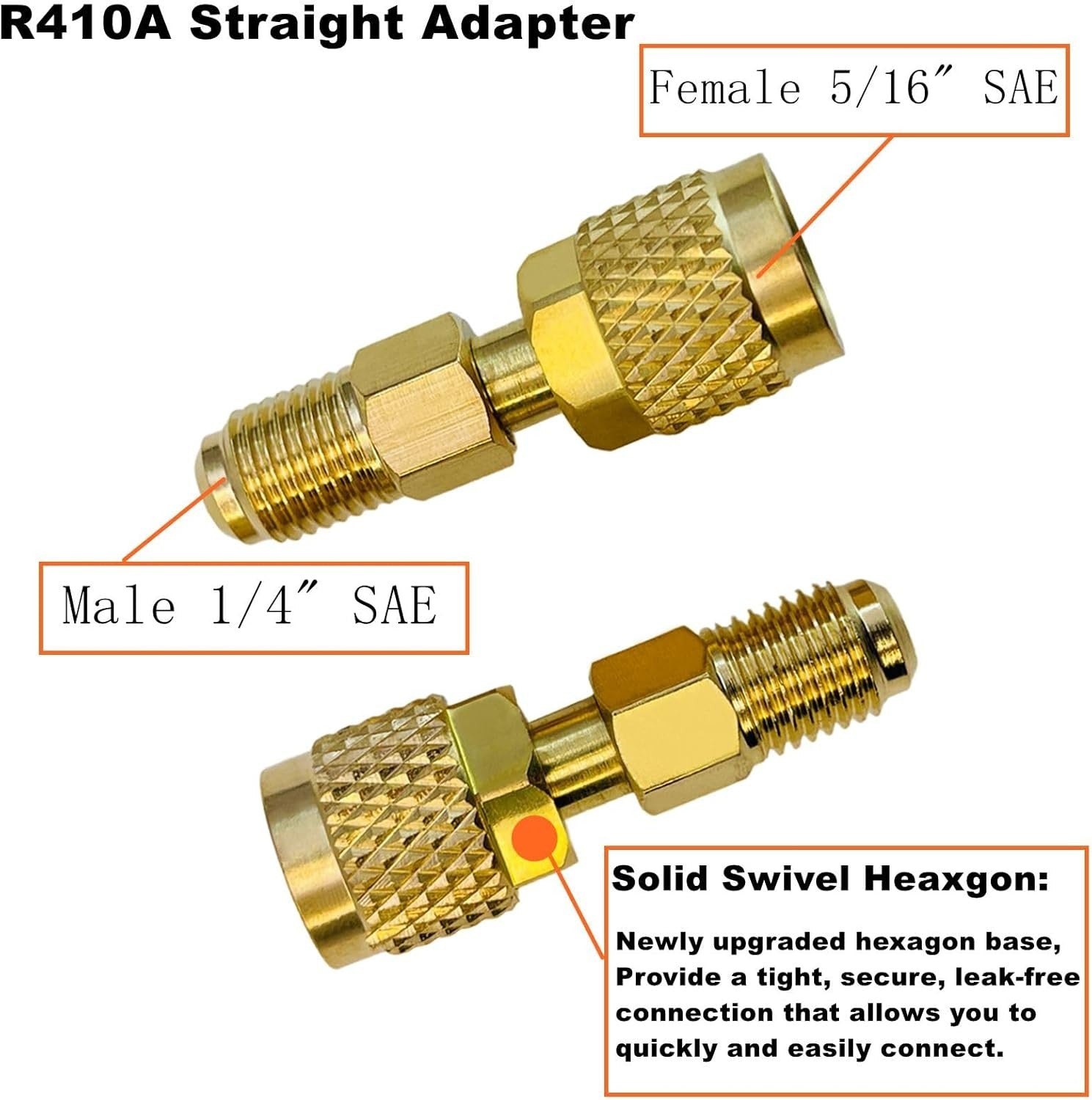 new R410a Adapter for Mini Split 2 Straight + 2 Angled +2 Tank Adapters, Brass 07FC0E-D4 - KOEEK