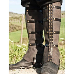 Tradition Men Women Leather Greave Medieval Leg Calf Armor Adjust Shoes Cover 07FC0E-D4 - KOEEK