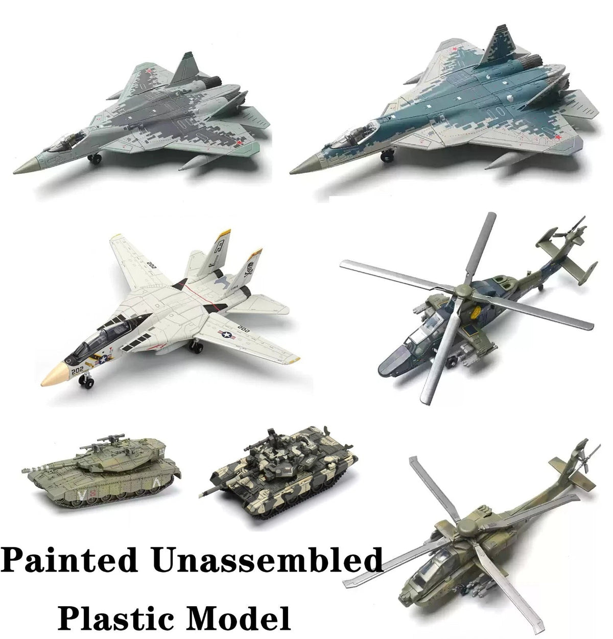 F-14、SU-57、B-2、Leopard 2A7、T-14、T-90、SU-35 Fighter Plastic Painted Unassembled 07FC0E-D4 - KOEEK