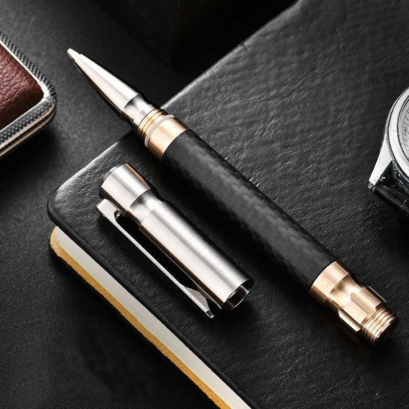 EDC Titanium Alloy Brass Pocket Ballpoint Pen Business Office Stationery Outdoor 07FC0E-D4 - KOEEK