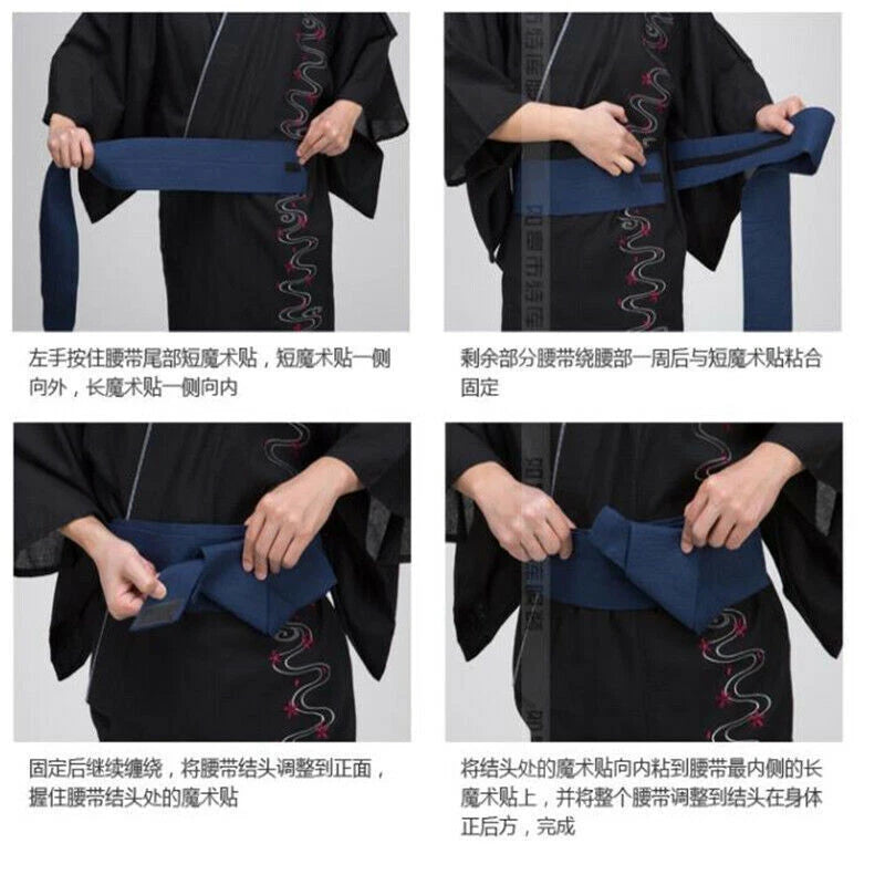 Japanese Yukata Kimono Double-layered Cotton Bathrobe Robe Men's Long Pajamas 07FC0E-D4 - KOEEK
