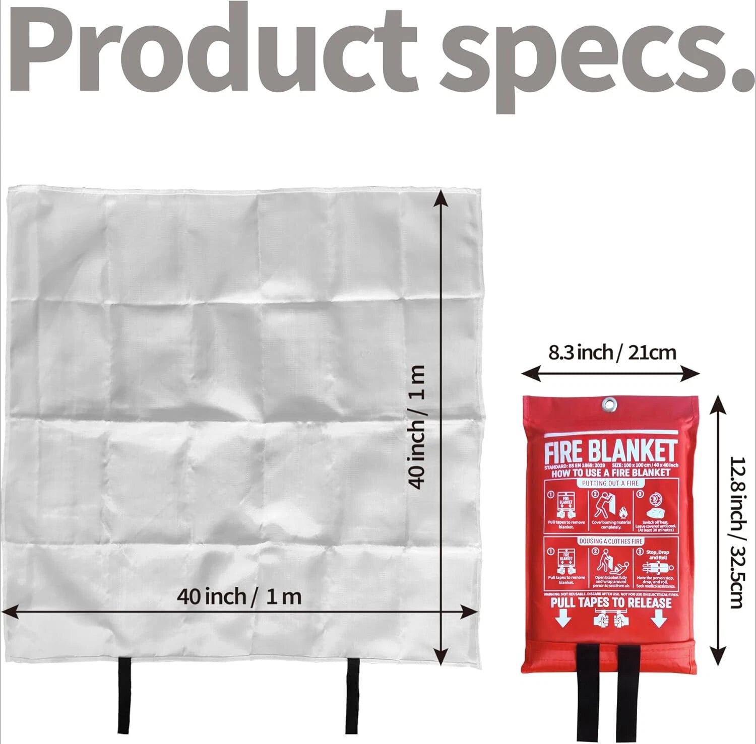 Fire Blanket for Home and Kitchen,40" x 40",4 Pack,Emergency Fire Blanket 07FC0E-D4 - KOEEK
