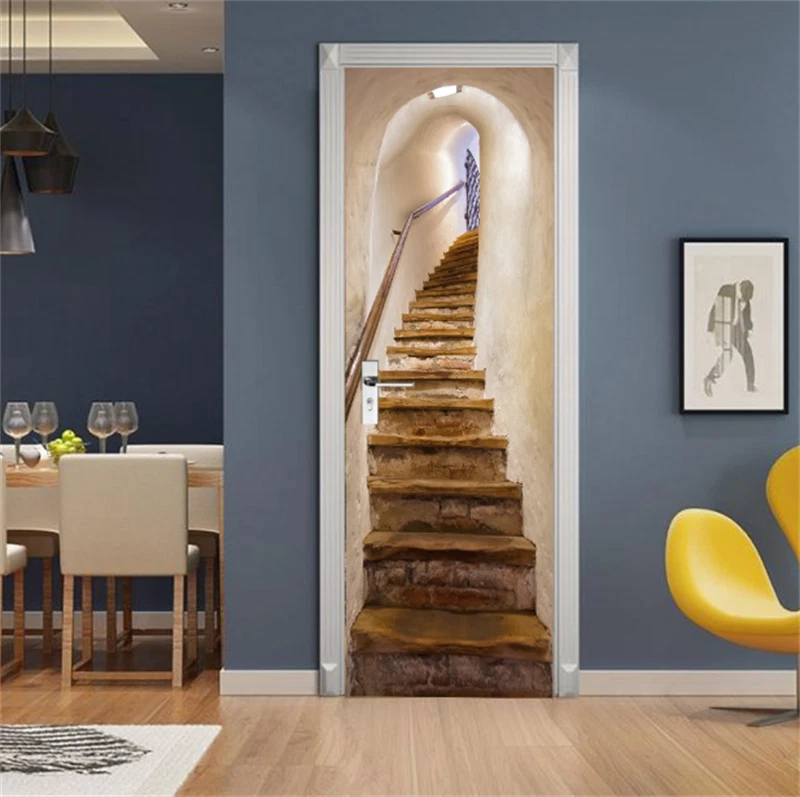 Stairway Wall Art  Self-adhesive Wrap Murals 3D Door Sticker Decal Home Decor 07FC0E-D4 - KOEEK