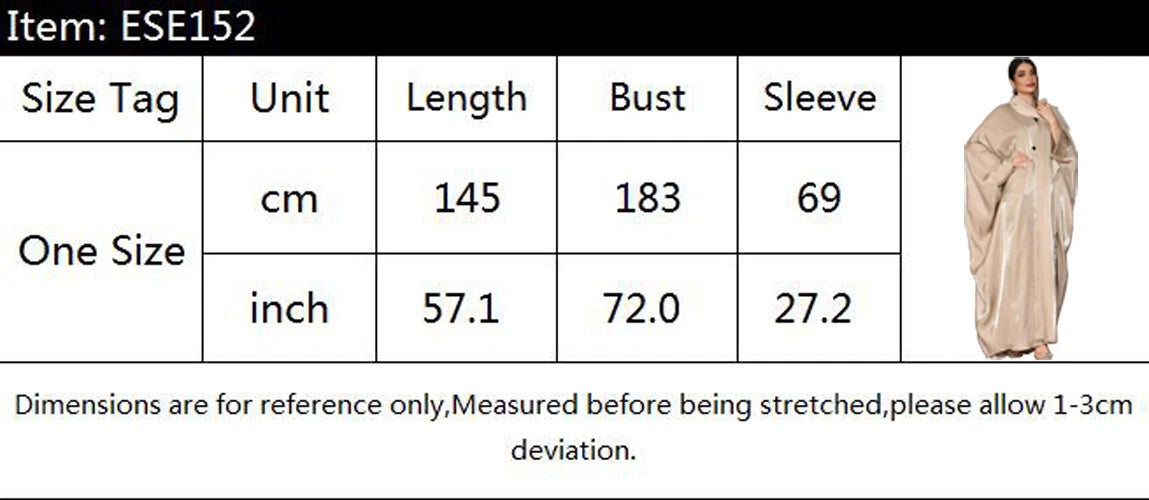 Dubai Women Muslim Batwing Sleeve Satin Open Abaya Cardigan Dress Dress Turkey 07FC0E-D4 - KOEEK