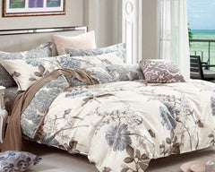 (Daisy Silhouette Reversible Floral Print 3 Piece  Cotton Bedding King Size) 07FC0E-D4 - KOEEK