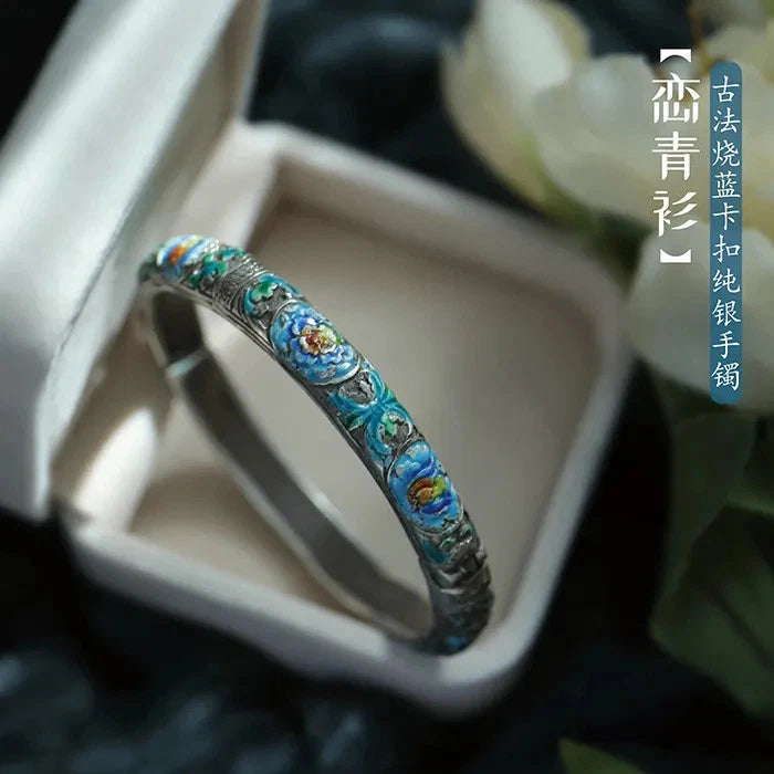 Ethnic Style Women's Exquisite Cloisonn É Buckle Flower Bracelet 07FC0E-D4 - KOEEK