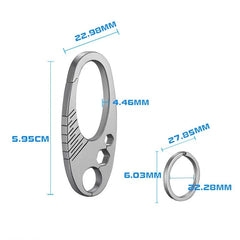 EDC Titanium Alloy Keychain Carabiner Waist Fast Hanging Buckle with Key Ring 07FC0E-D4 - KOEEK