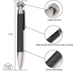 Stainless Steel Carbon Fiber Pen Ballpoint Pen With Fidget Spinner EDC Pen Gifts 07FC0E-D4 - KOEEK