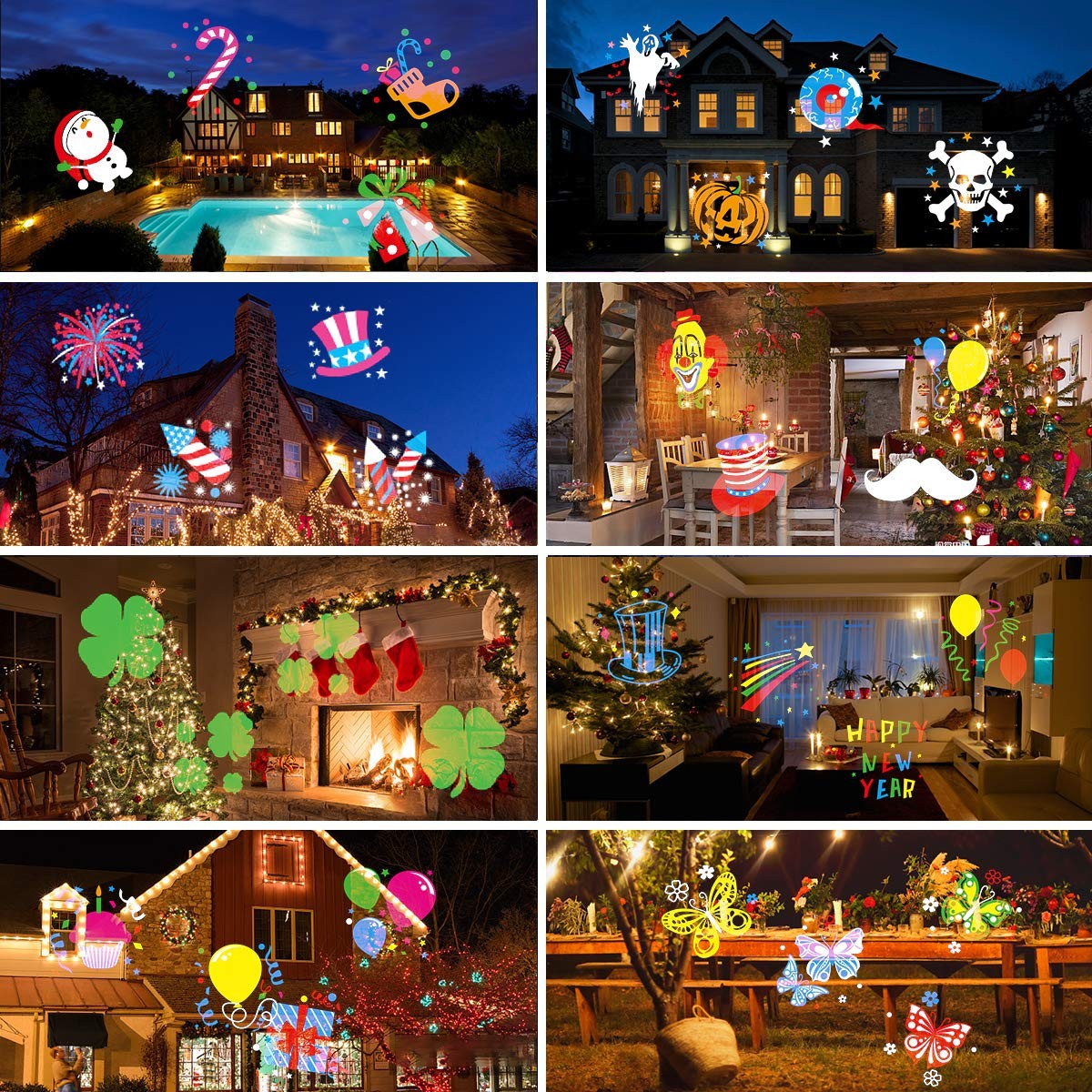 Holiday Projector Light, Halloween Christmas Projector Lights 16 HD Slides 07FC0E-D4 - KOEEK