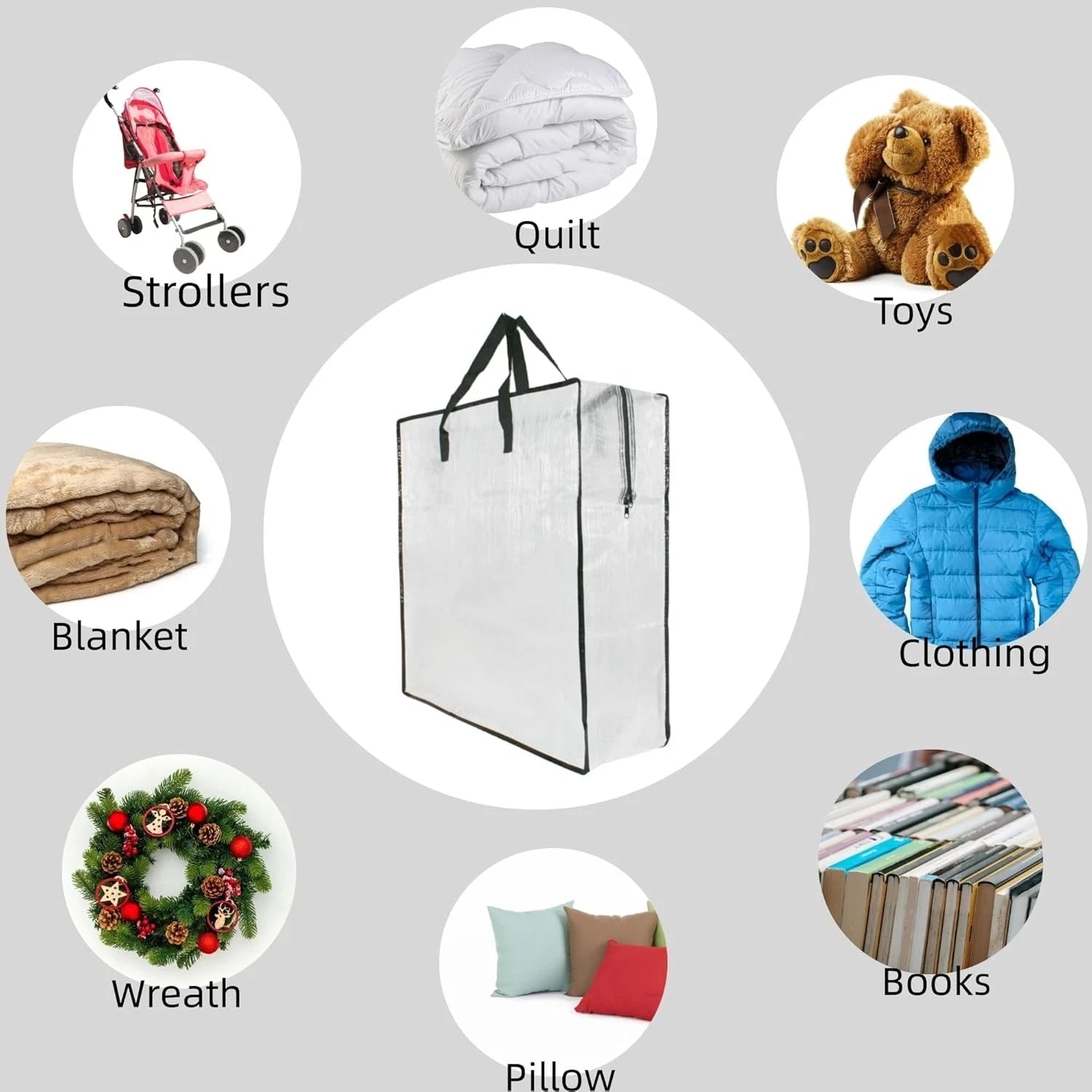 6 Pack Clear Storage Bags with Zipper and Handles, Blanket Bags For Storage 07FC0E-D4 - KOEEK