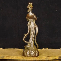 4.7" Chinese Retro Bronze Fairy Beauty Handmade Carving Statue Homen Ornament 07FC0E-D4 - KOEEK
