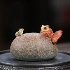 Zisha Tea Pet Clay Water Squirting Tea Play Frog Fish Home Ornament China Yixing 07FC0E-D4 - KOEEK