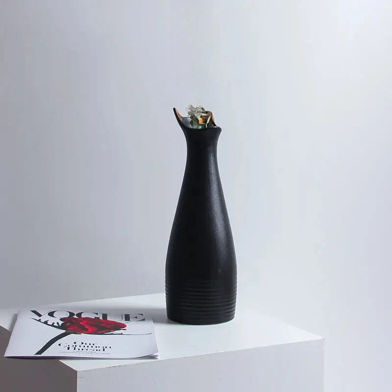 Cat-shaped Flower Vase White Ceramic Vase Creative Simple Home Decor Flower Vase 07FC0E-D4 - KOEEK