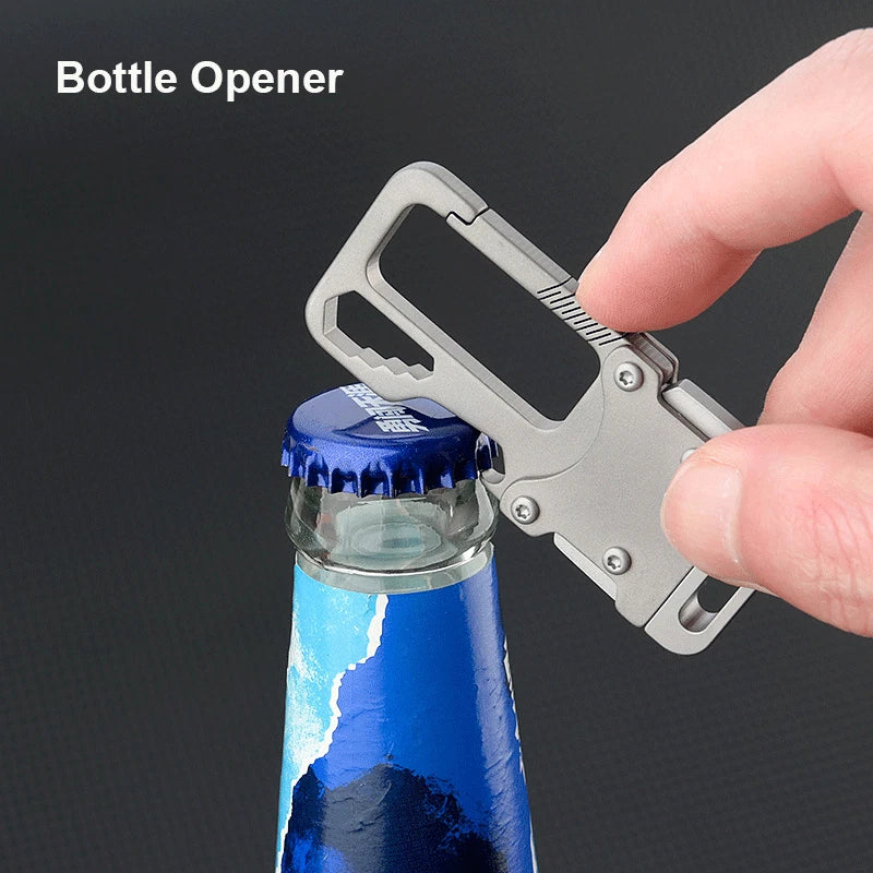 Titanium Alloy Key Chain Carabiner Opener Wrench Cutter EDC Outdoor Multi Tools 07FC0E-D4 - KOEEK