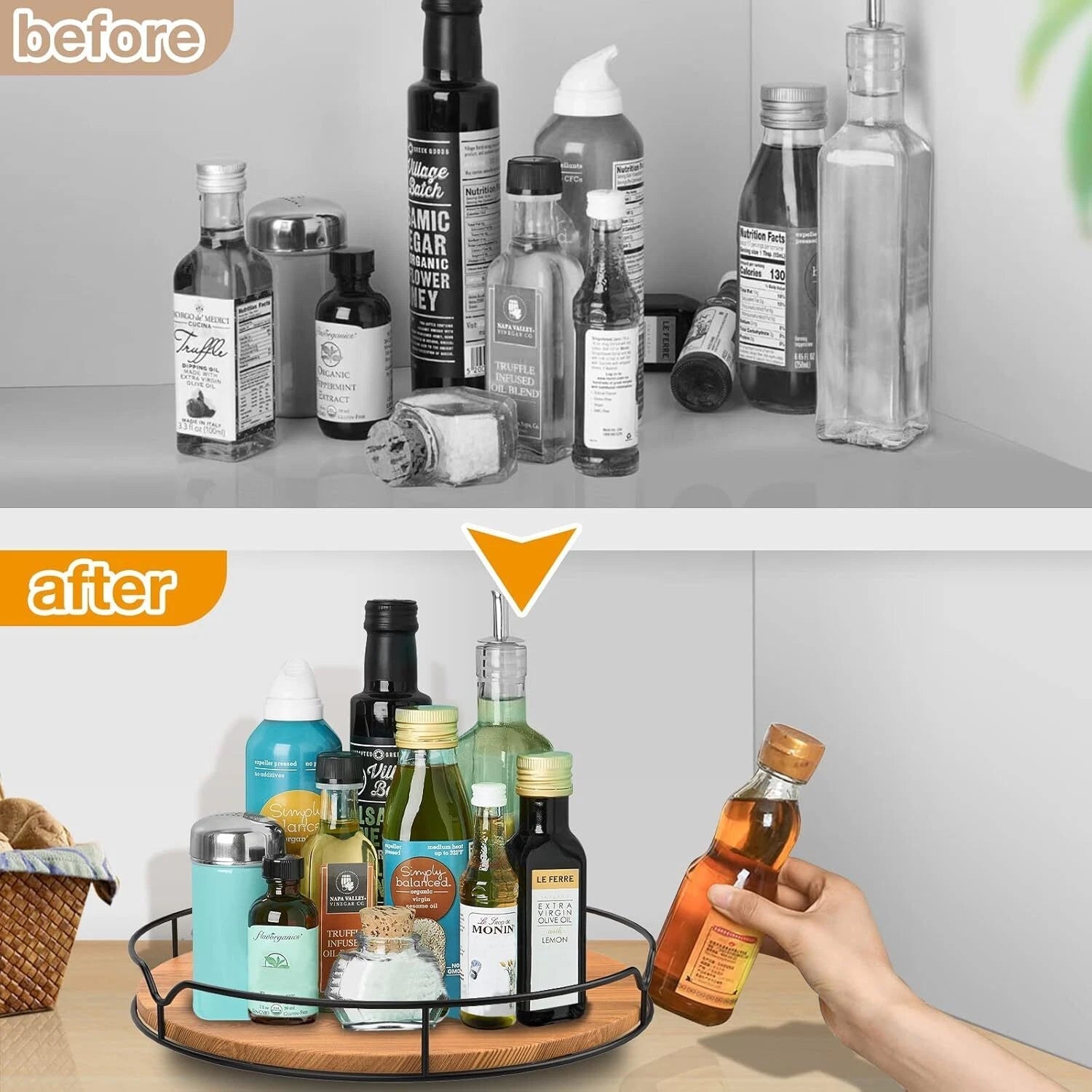 Lazy Susan Turntable Organizer Cabinet Pantry Kitchen Countertop Refrigerator 07FC0E-D4 - KOEEK