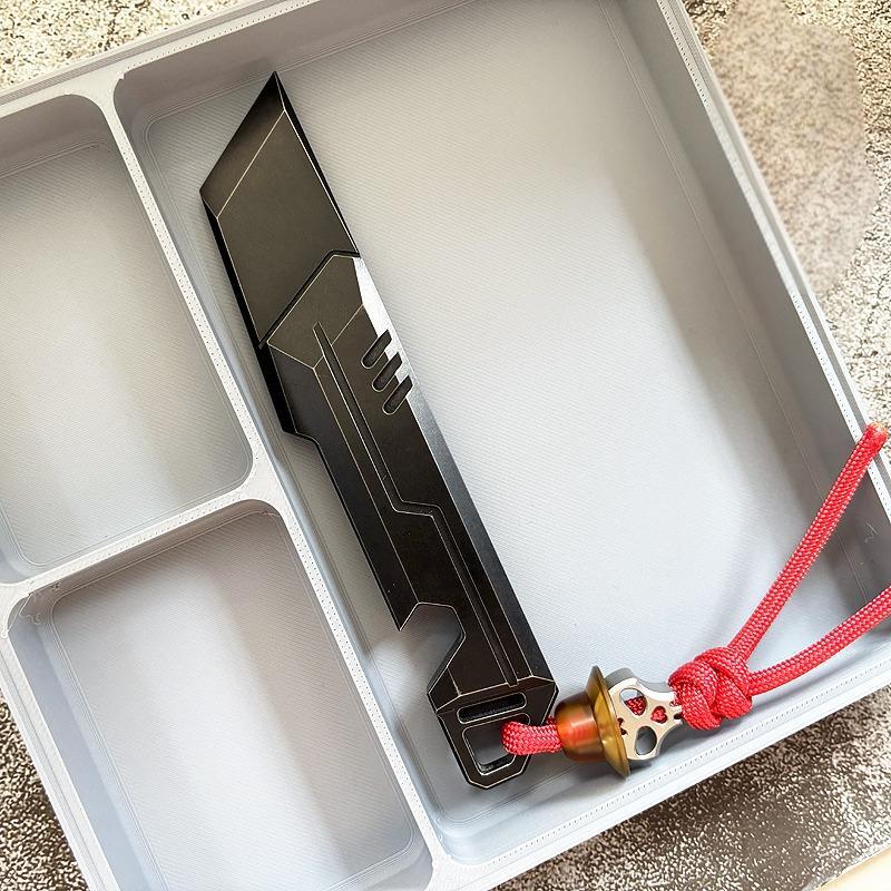 Titanium PEI Skull Knife Lanyard Bead Paracord Keychain Pendant EDC Charm DIY 07FC0E-D4 - KOEEK